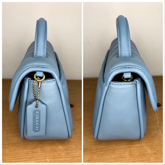 New Coach Turnlock Clutch 20 With Quilting Azure - Picture 4 of 9